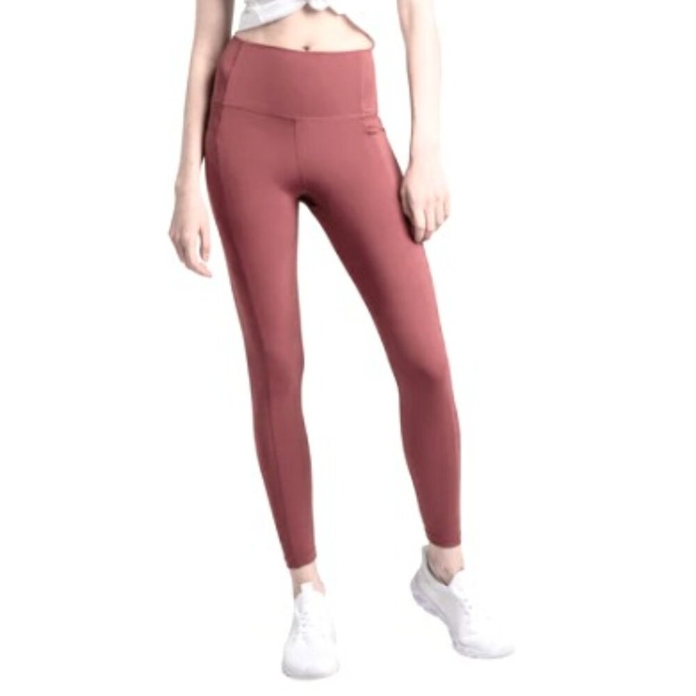 Lolë Dark Cherry Yoga Leggings with Mesh Side Pocket Size Large High Rise